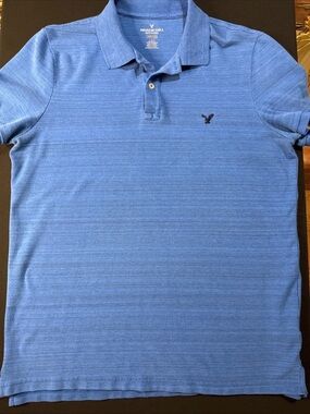 American Eagle Outfitters Light Blue Polo with Embroidered Logo Size Large